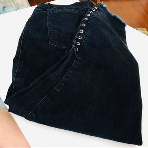 Dark blue jeans by Rebel with lace up legs